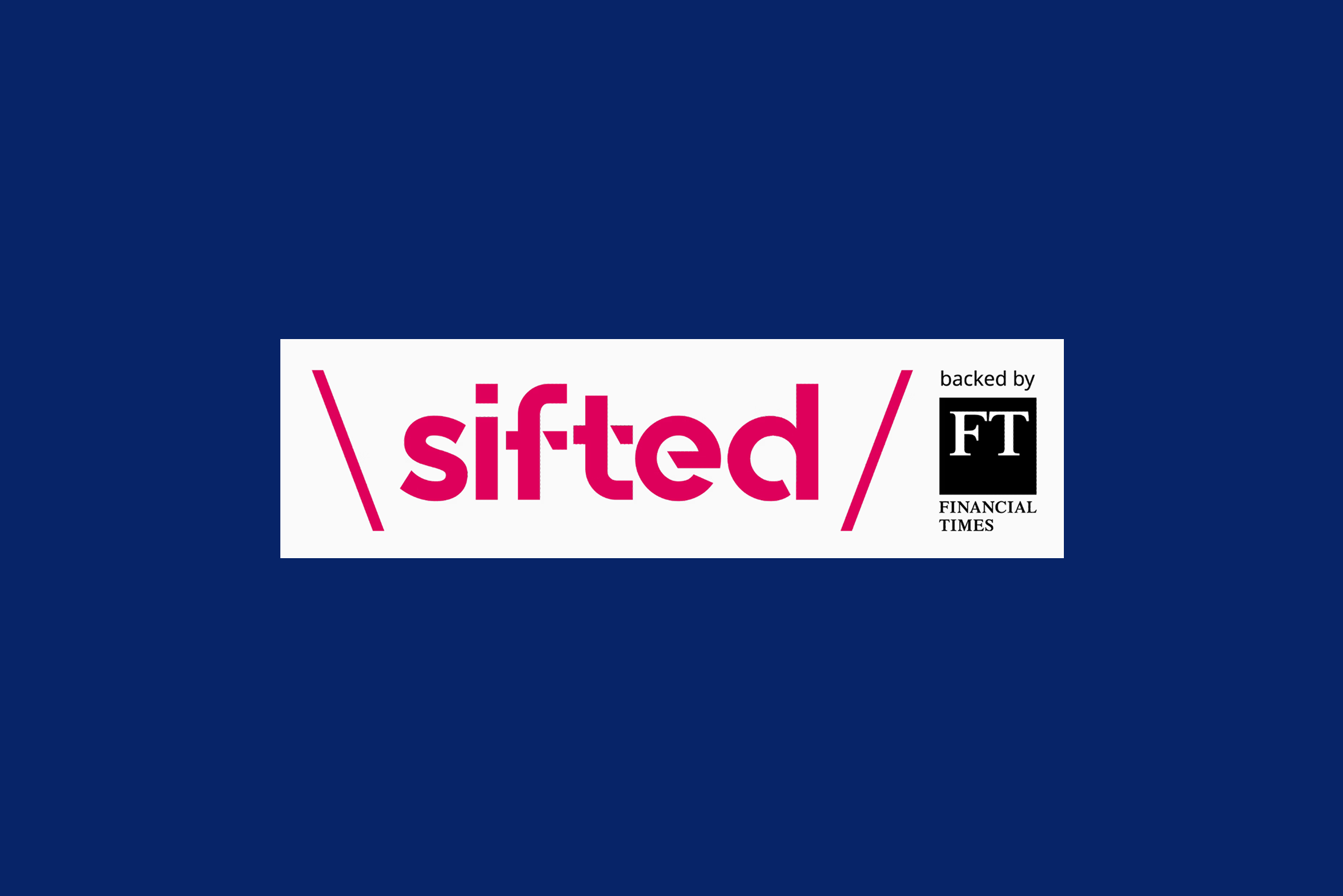 Sifted logo backed by Financial Times on a dark blue background