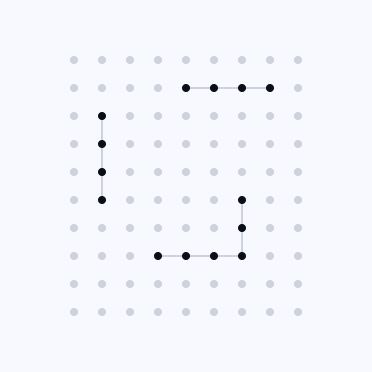 Dot grid with a connected rectangular path highlighting a flexible modular platform concept